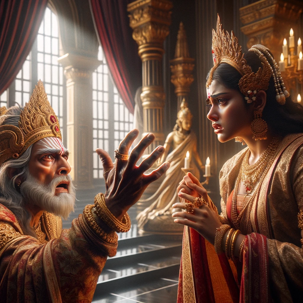 King Dasharatha Tries to Dissuade Kaikeyi